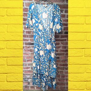 Women's KNOX ROSE Short Sleeves Floral Wrap Dress Medium